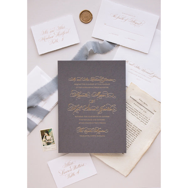 Duke Letterpress Wedding Invitation